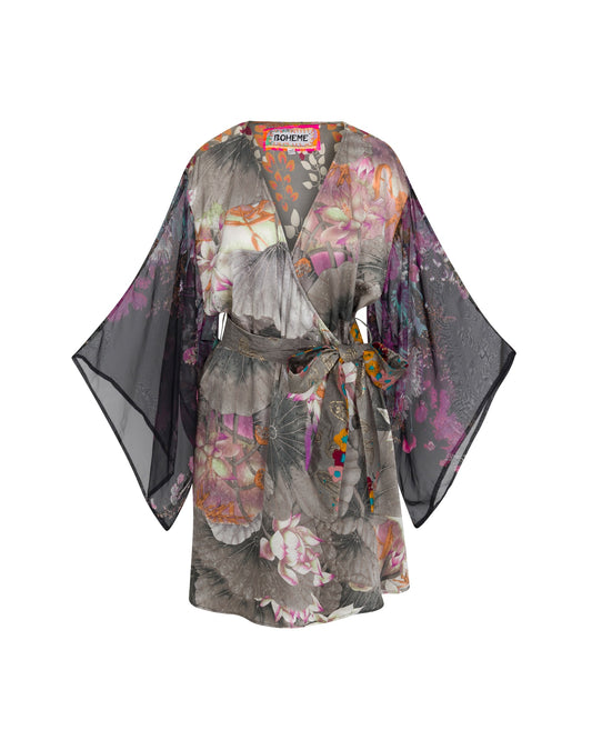 Enchanted Water Lily Kimono - Smoke