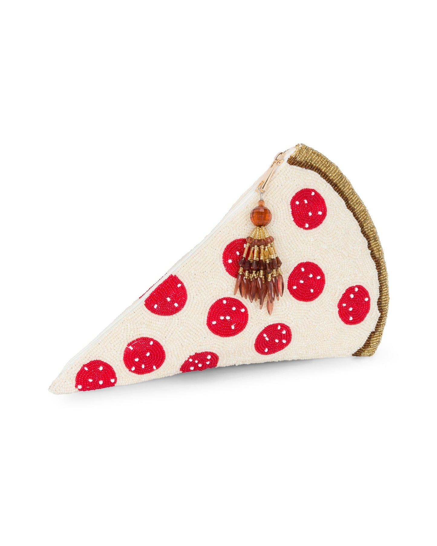 Pizza Party Beaded Clutch Purse