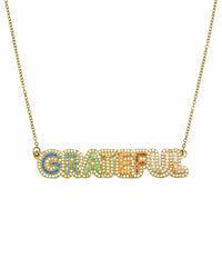 Grateful Rhinestone Nameplate Necklace