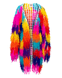 Groovy Fringe Technicolor Sweater Coat