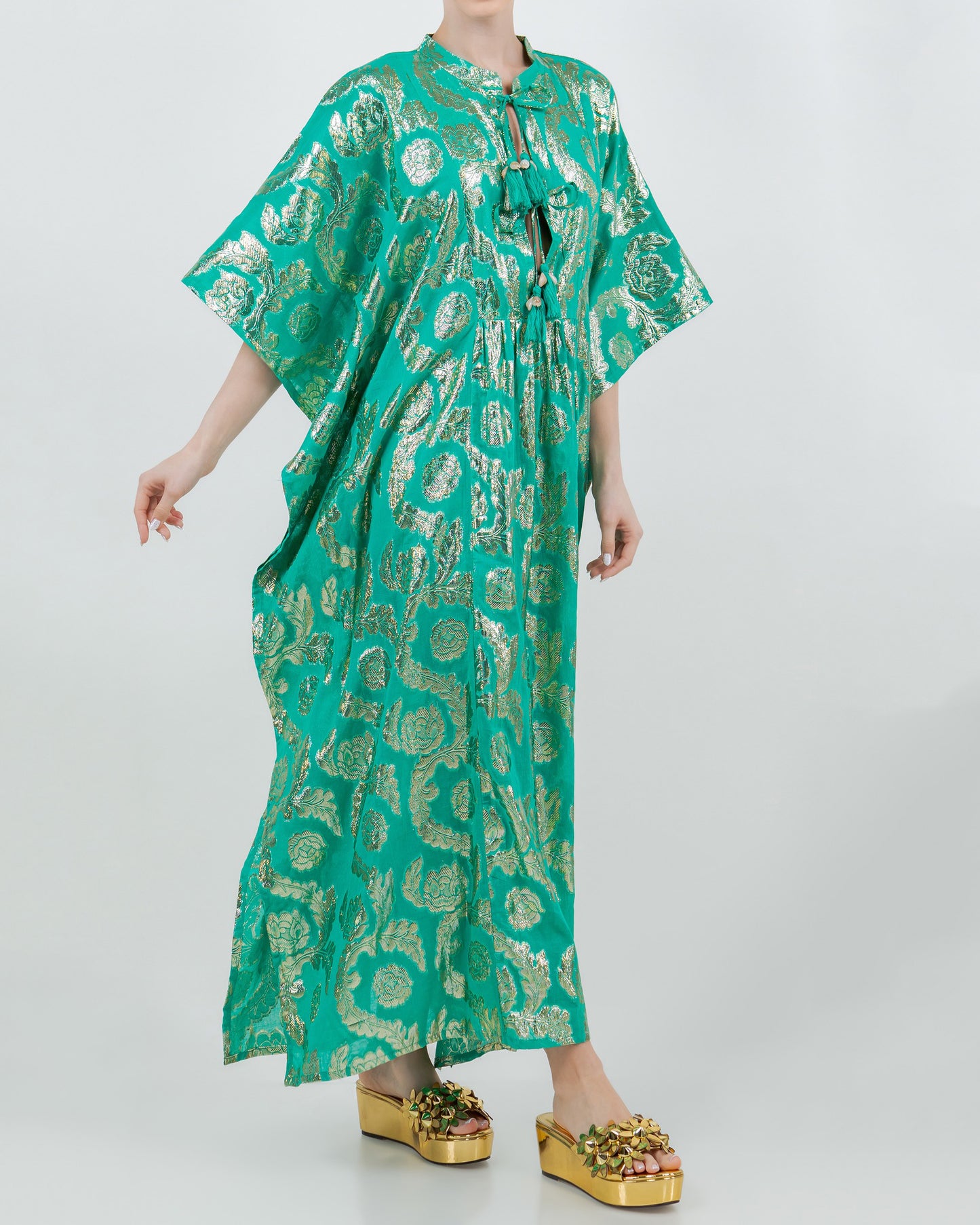 Palm Springs Caftan Maxi Dress - Jade/Gold