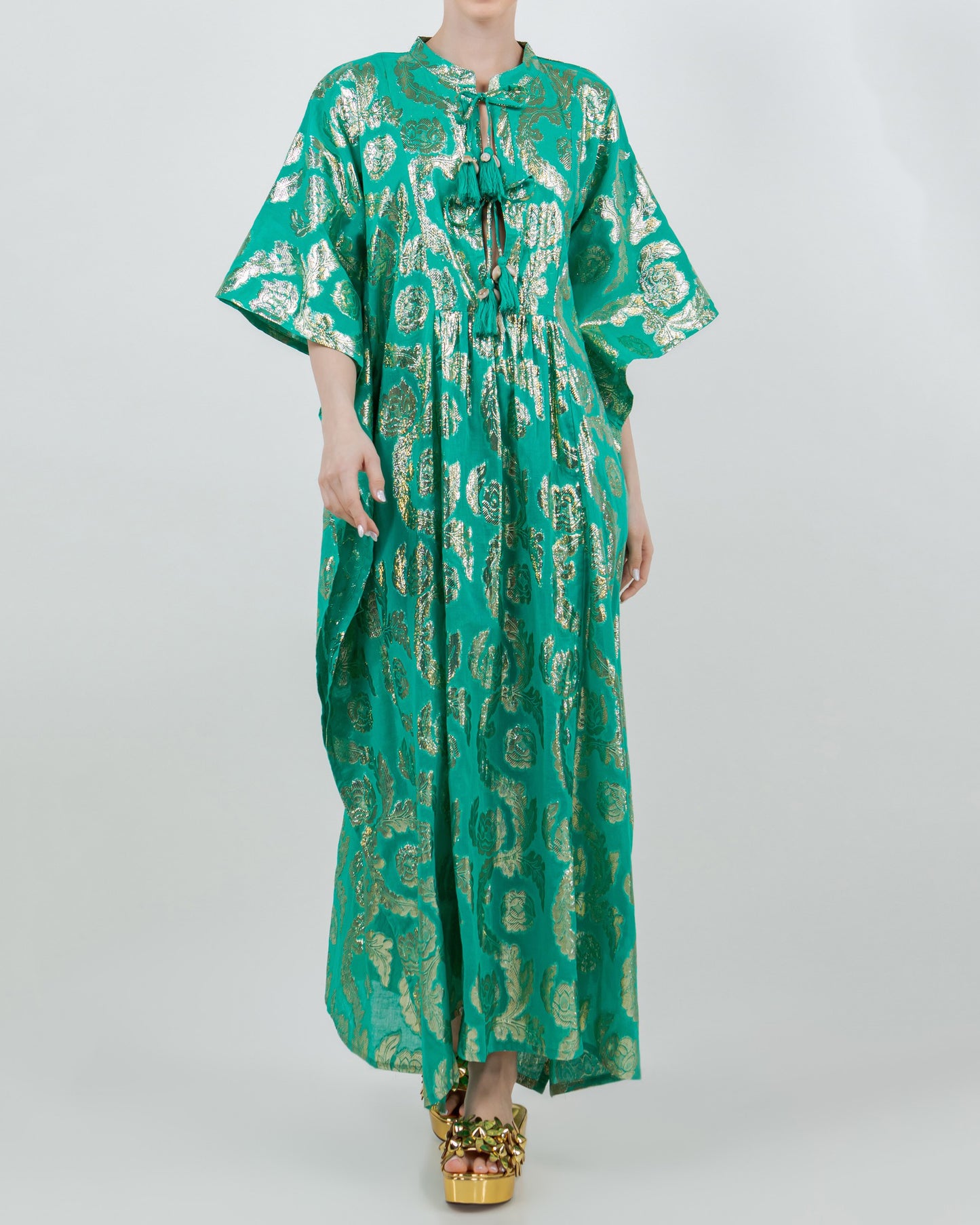 Palm Springs Caftan Maxi Dress - Jade/Gold