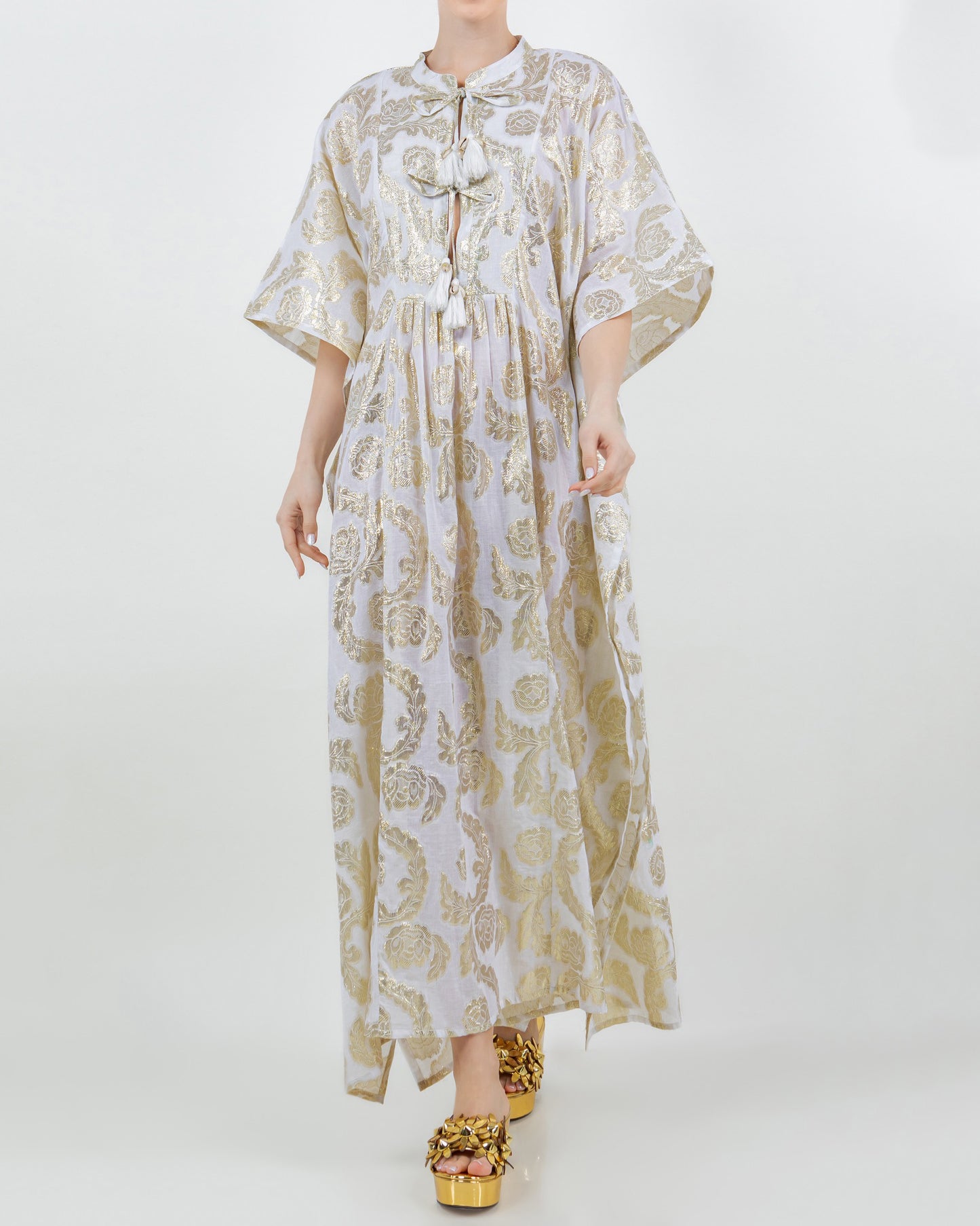 Palm Springs Caftan Maxi Dress - Seashell/Gold