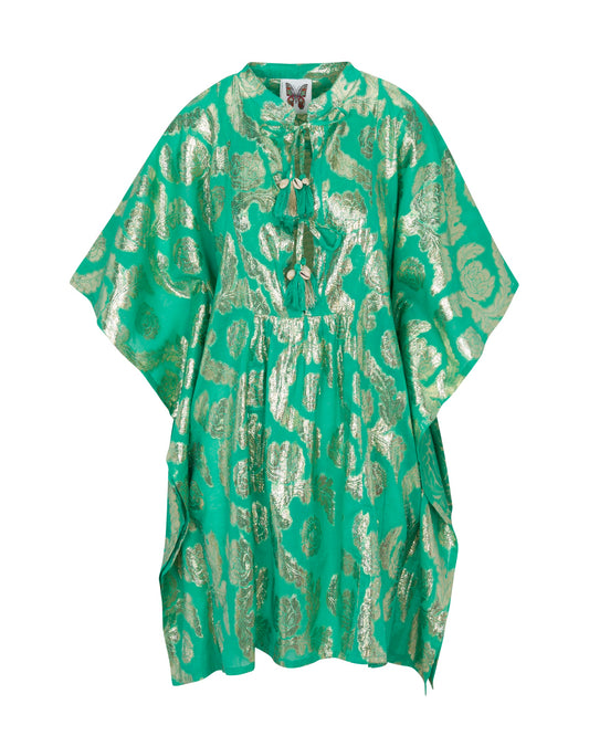 Palm Springs Caftan Tunic Dress - Jade/Gold