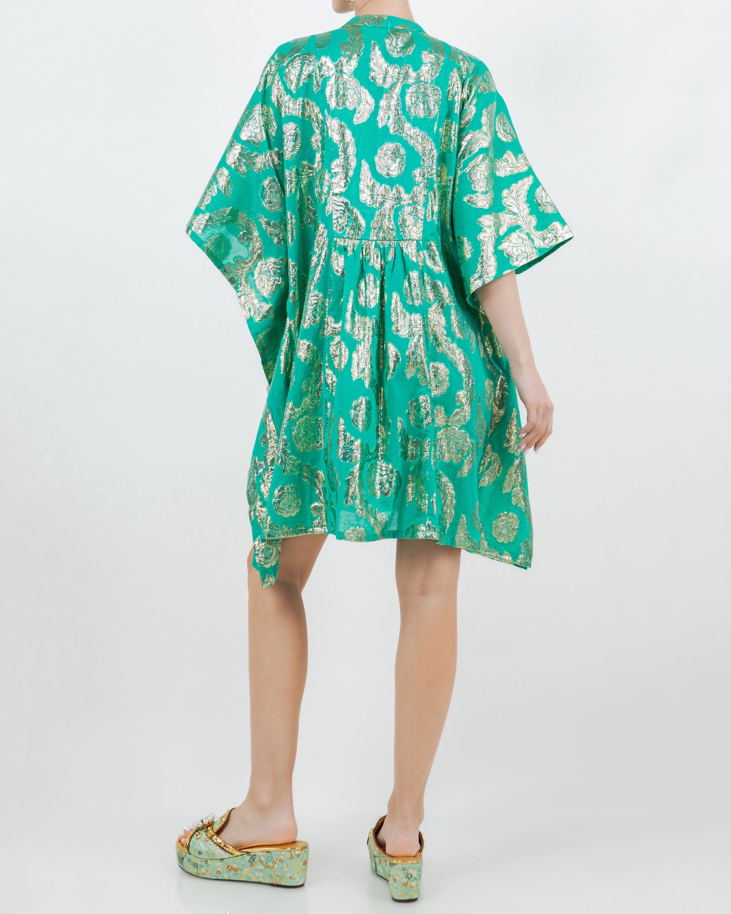 Palm Springs Caftan Tunic Dress - Jade/Gold