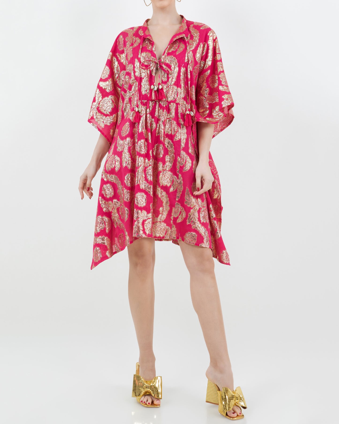 Palm Springs Caftan Tunic Dress - Pomegranate/Gold