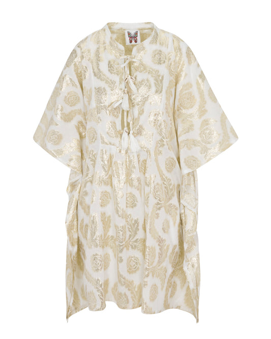 Palm Springs Caftan Tunic Dress - Seashell/Gold