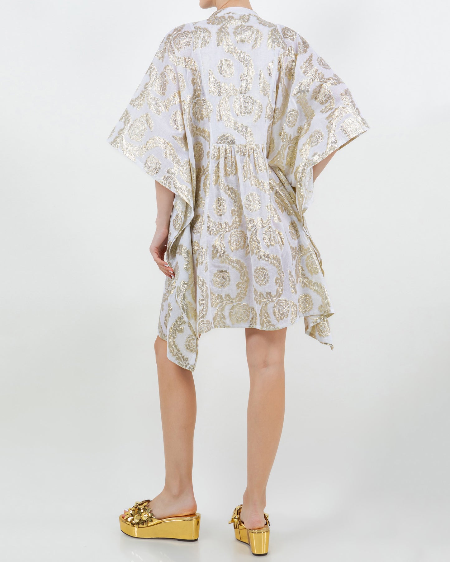 Palm Springs Caftan Tunic Dress - Seashell/Gold