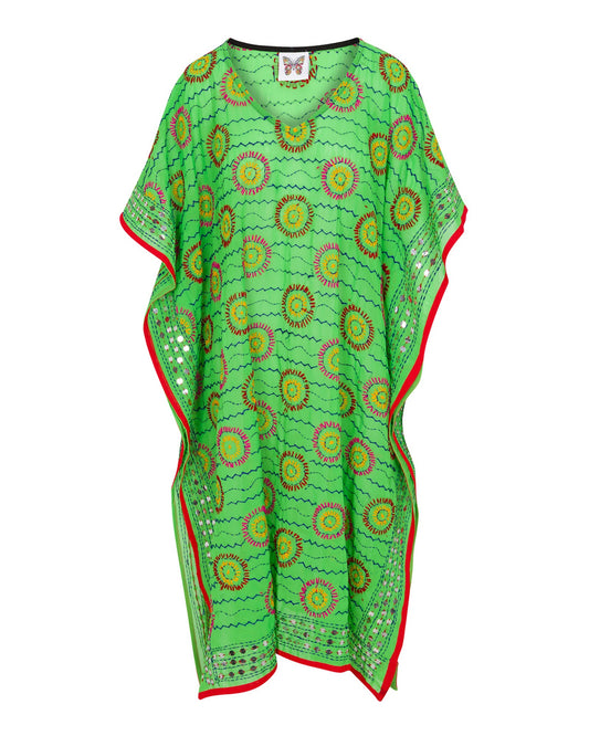 Flora Embroidered Caftan - Green