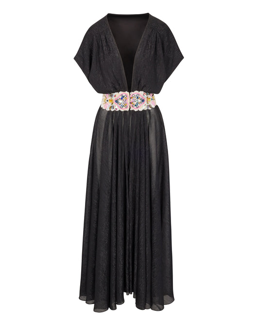 Scarlet Magnolias Maxi Duster - Black