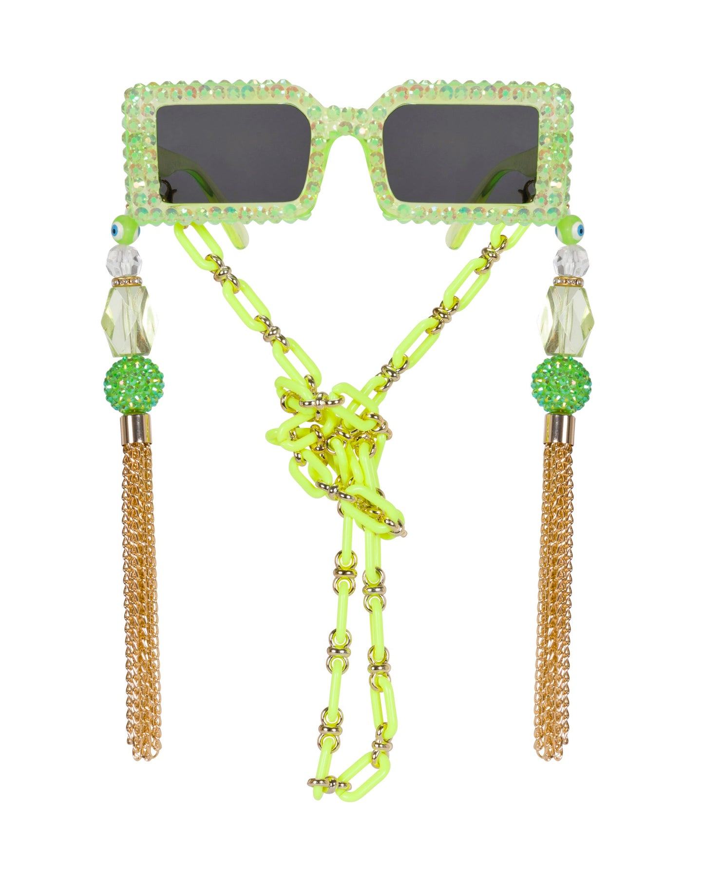 Groovy Baby Rhinestone Funglasses - Lime Green