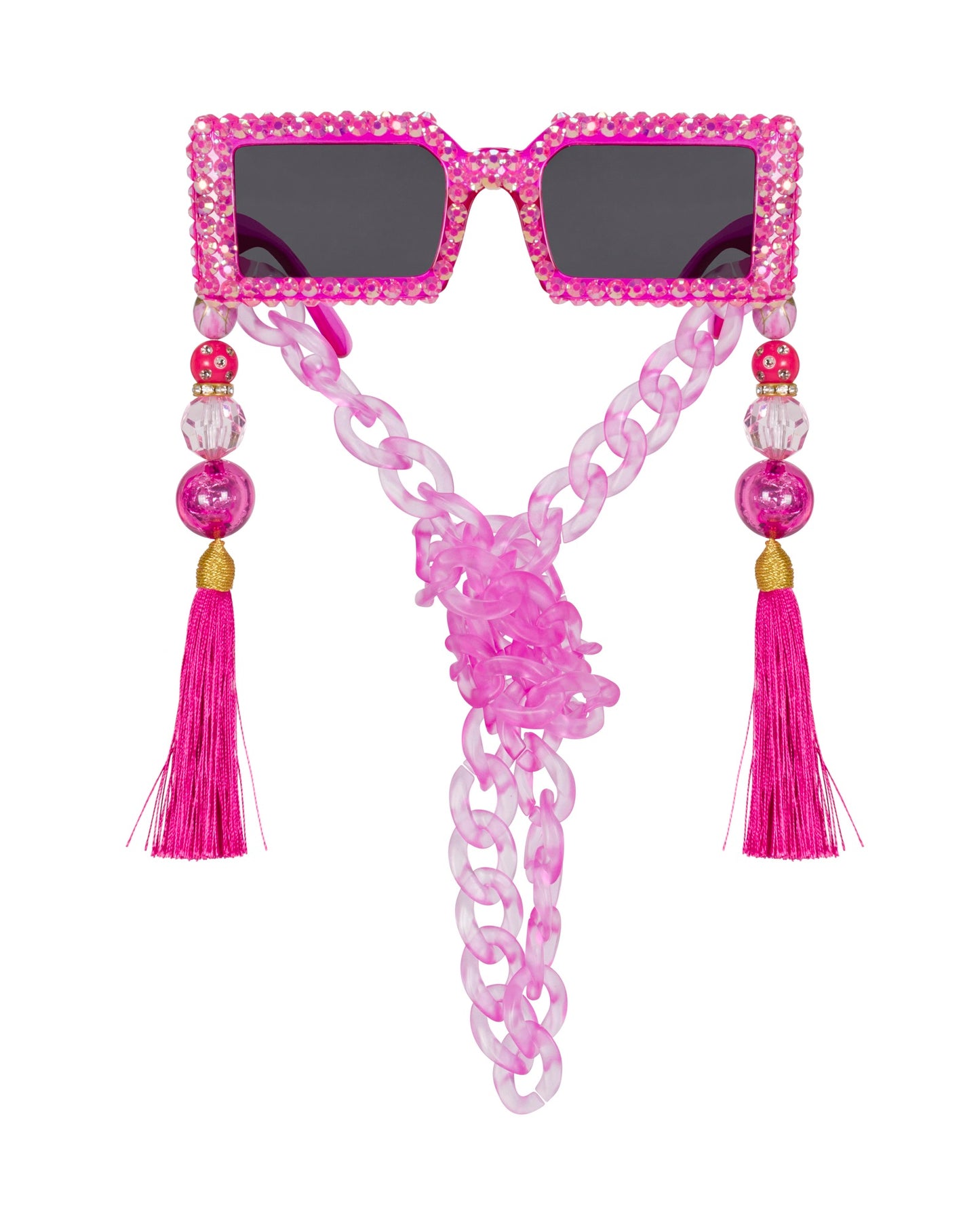 Groovy Baby Rhinestone Funglasses - Pink Neon