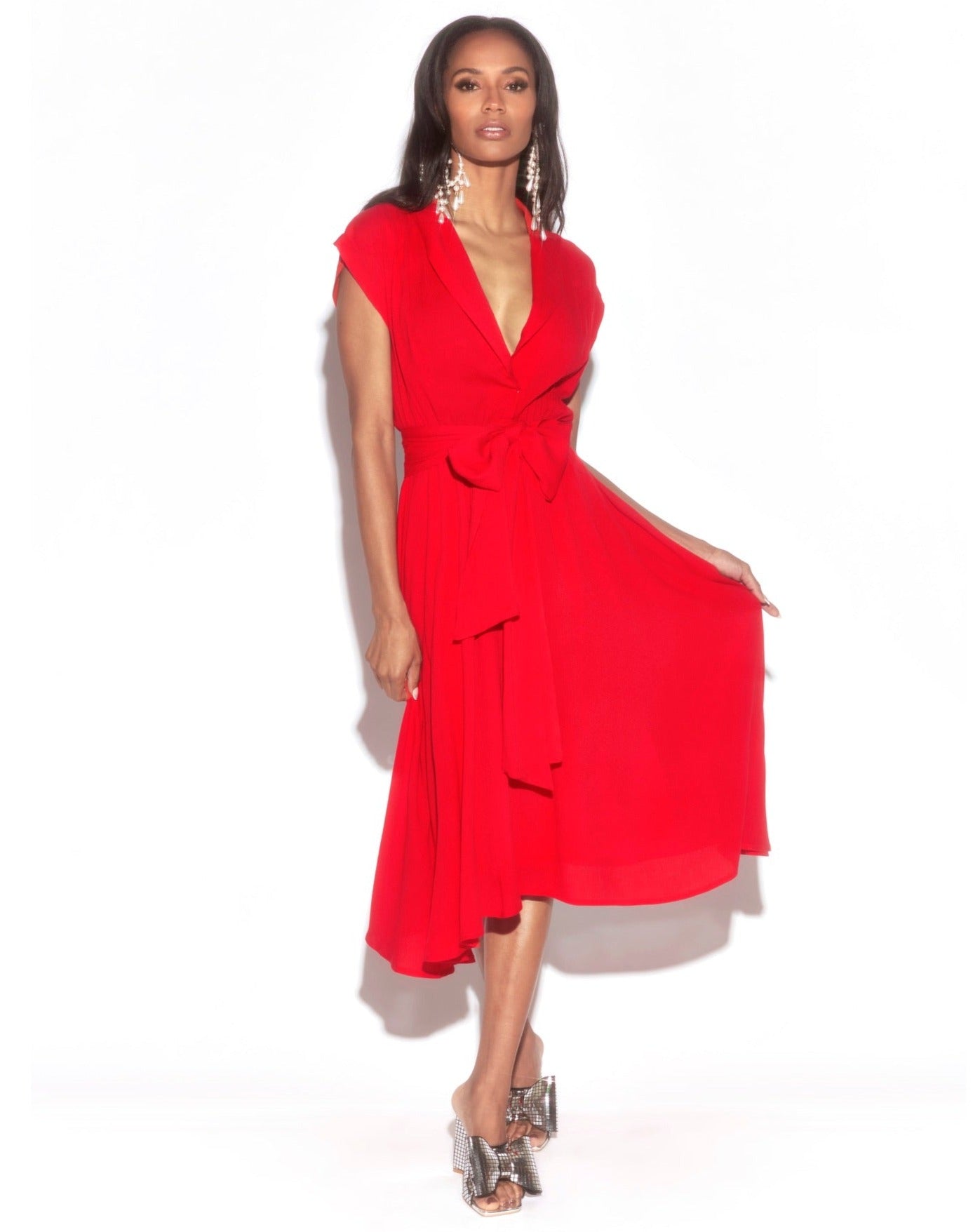 Honeysuckle Midi Dress - Cherry