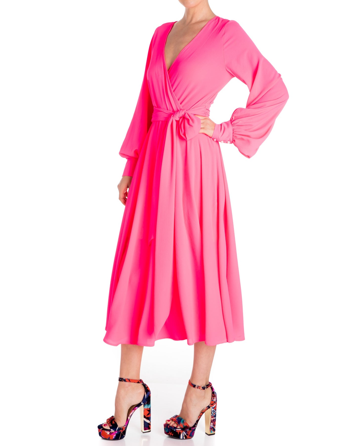 Venus Midi Dress - Neon Pink