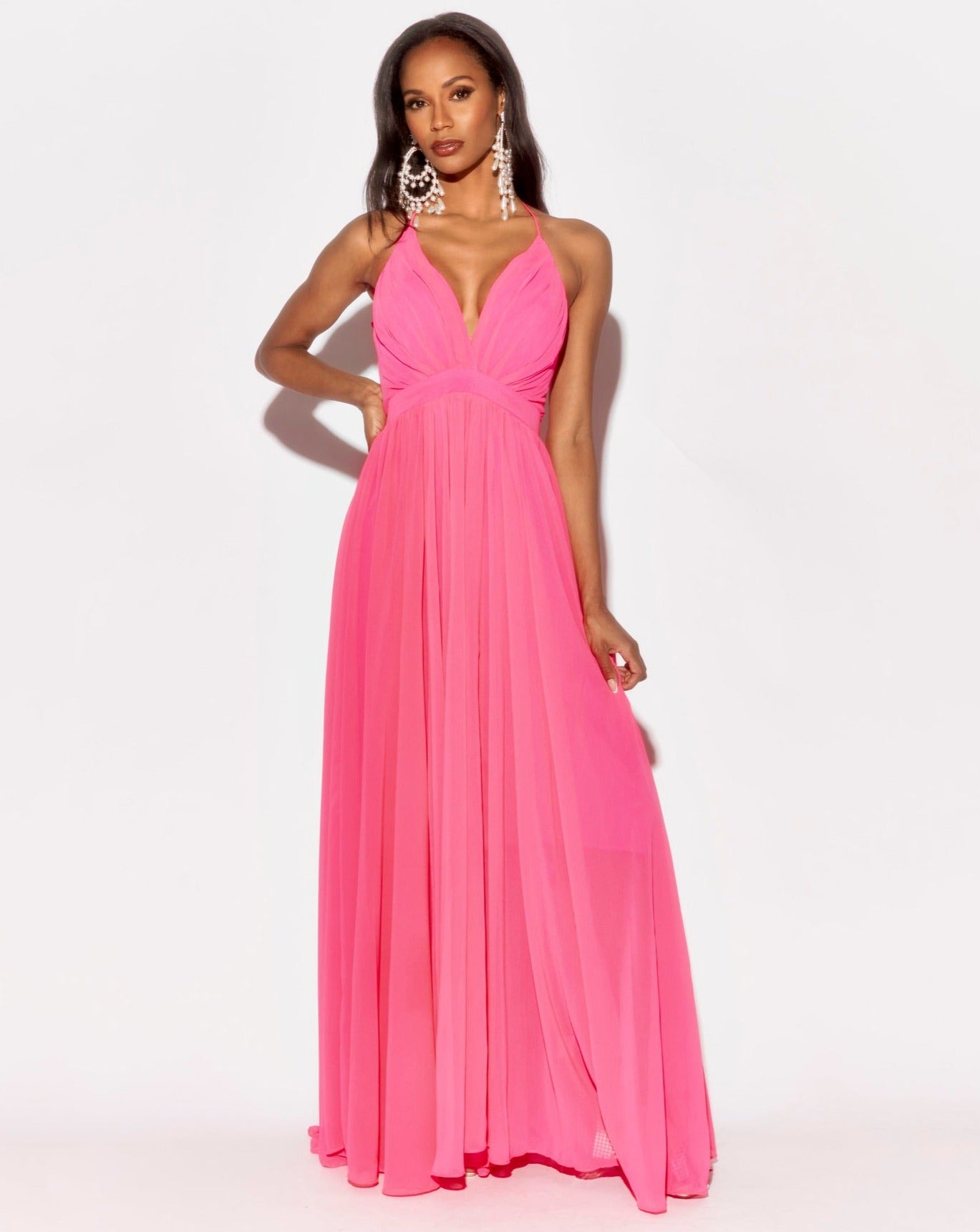 Enchanted Garden Maxi Dress - Neon Pink