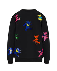 Grateful Dead Dancing Bears Sequin Relaxed Sweatshirt - Black