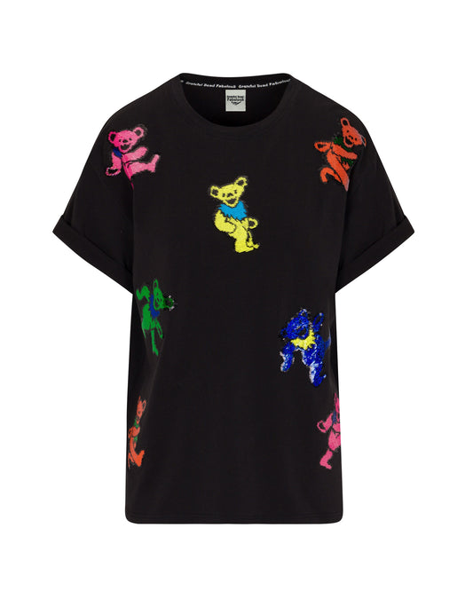 The Original Grateful Dead Dancing Bears Sequin T-Shirt - Black