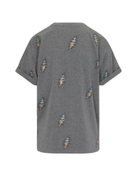 Grateful Dead 13 Pt. Bolt Rhinestone Relaxed T-Shirt - Heather Gray