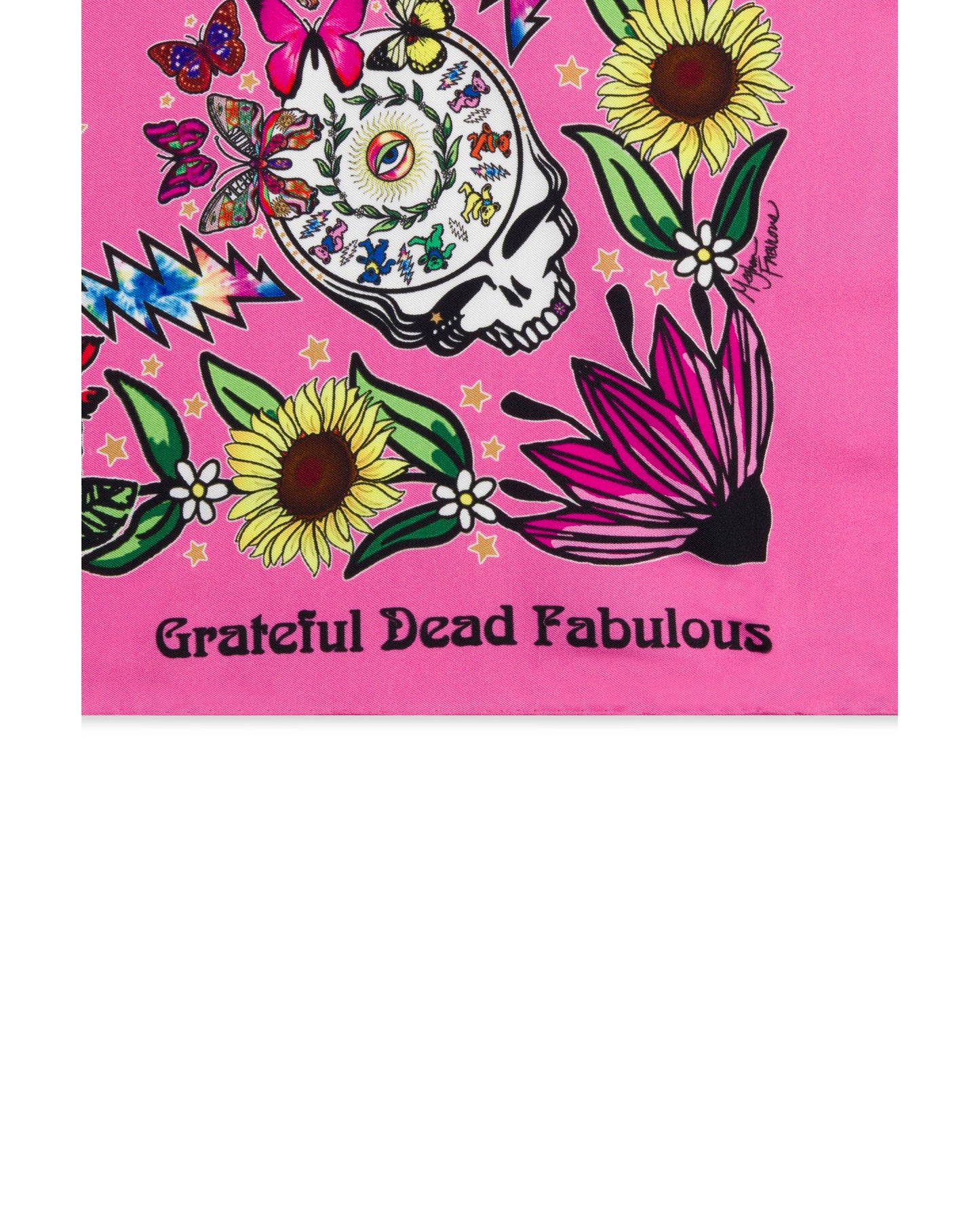 Grateful Dead Floral Silk Scarf - Pink