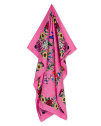 Grateful Dead Floral Silk Scarf - Pink