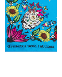 Grateful Dead Floral Large Cotton/Silk Scarf - Turquoise