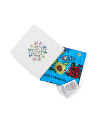 Grateful Dead Floral Large Cotton/Silk Scarf - Turquoise