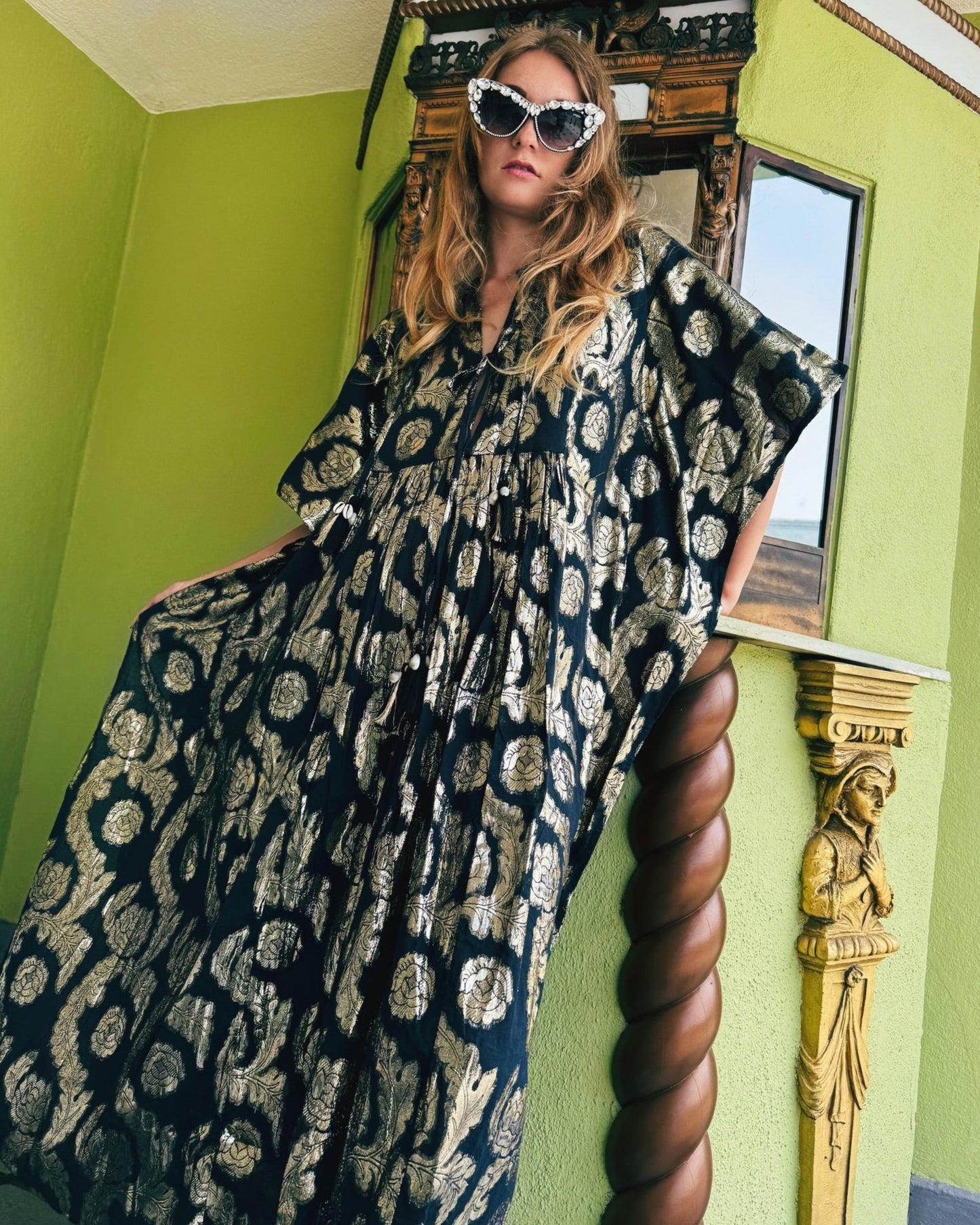 Palm Springs Caftan Maxi Dress - Black