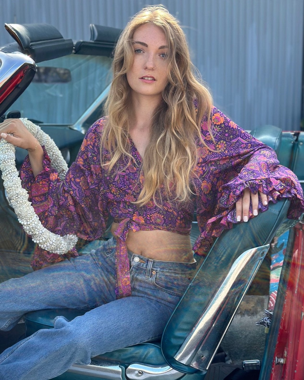 Dreamy Daisy Wrap Top - Violet