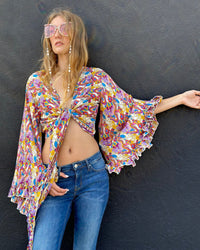 Dreamy Daisy Wrap Top - Rainbow