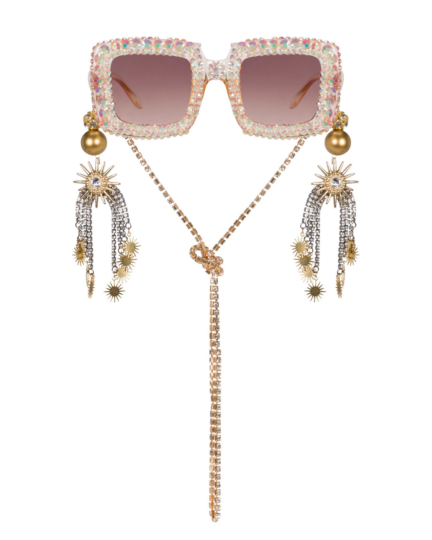 Champagne Popper Rhinestone Funglasses