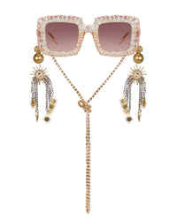 Champagne Popper Rhinestone Funglasses
