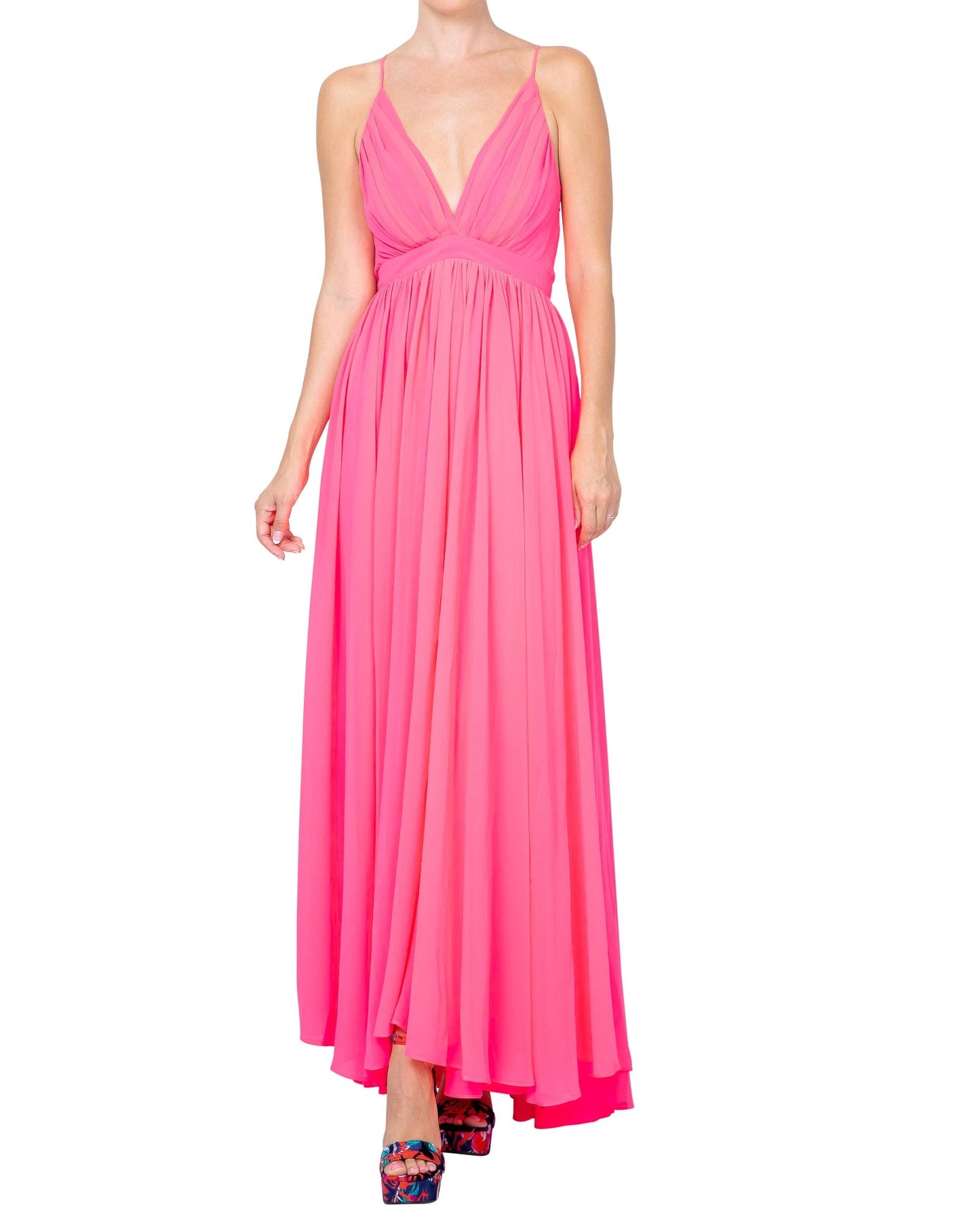 Enchanted Garden Maxi Dress - Neon Pink