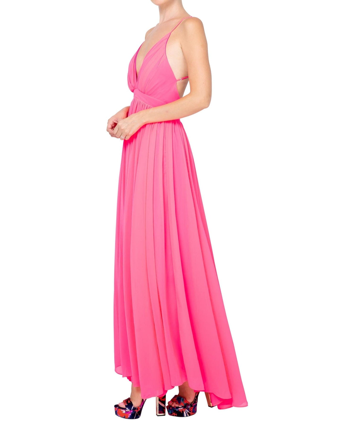 Enchanted Garden Maxi Dress - Neon Pink