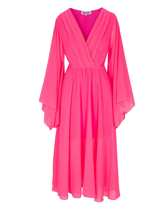 Sunset Midi Dress - Neon Pink