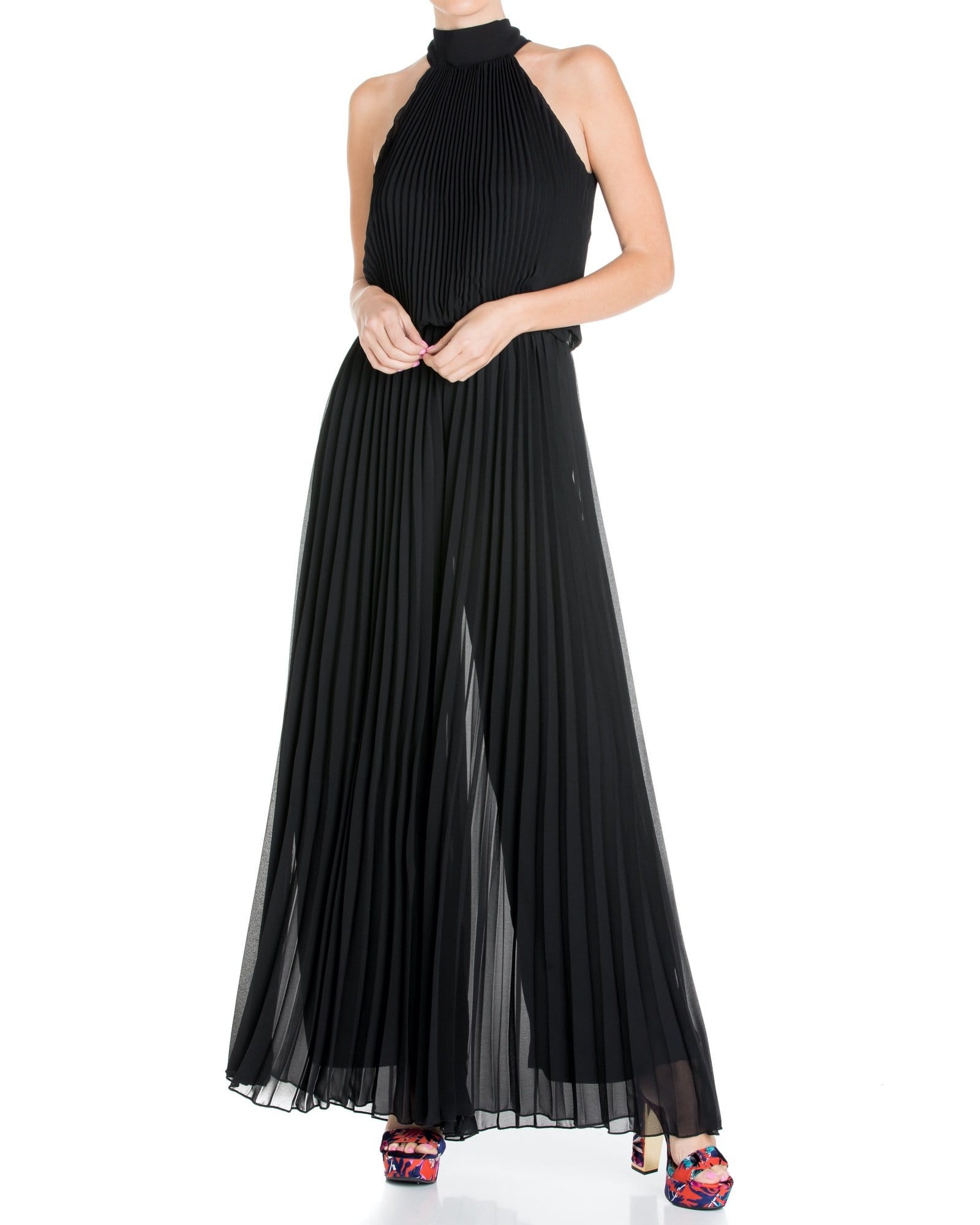 Wild Orchid Pleat Jumpsuit - Black - Meghan Fabulous