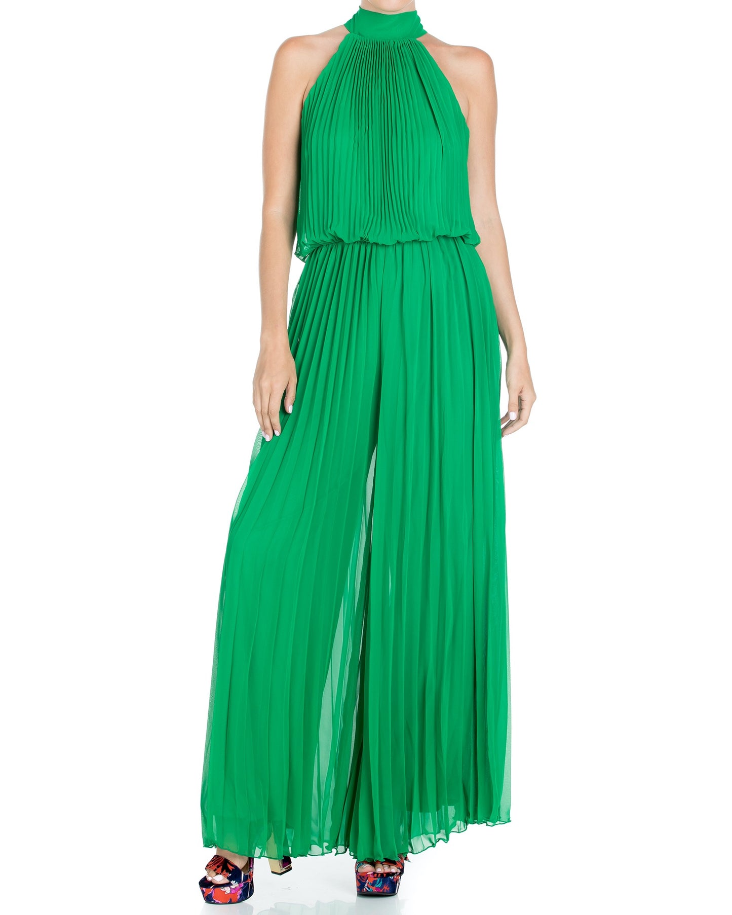 Wild Orchid Pleat Jumpsuit - Emerald