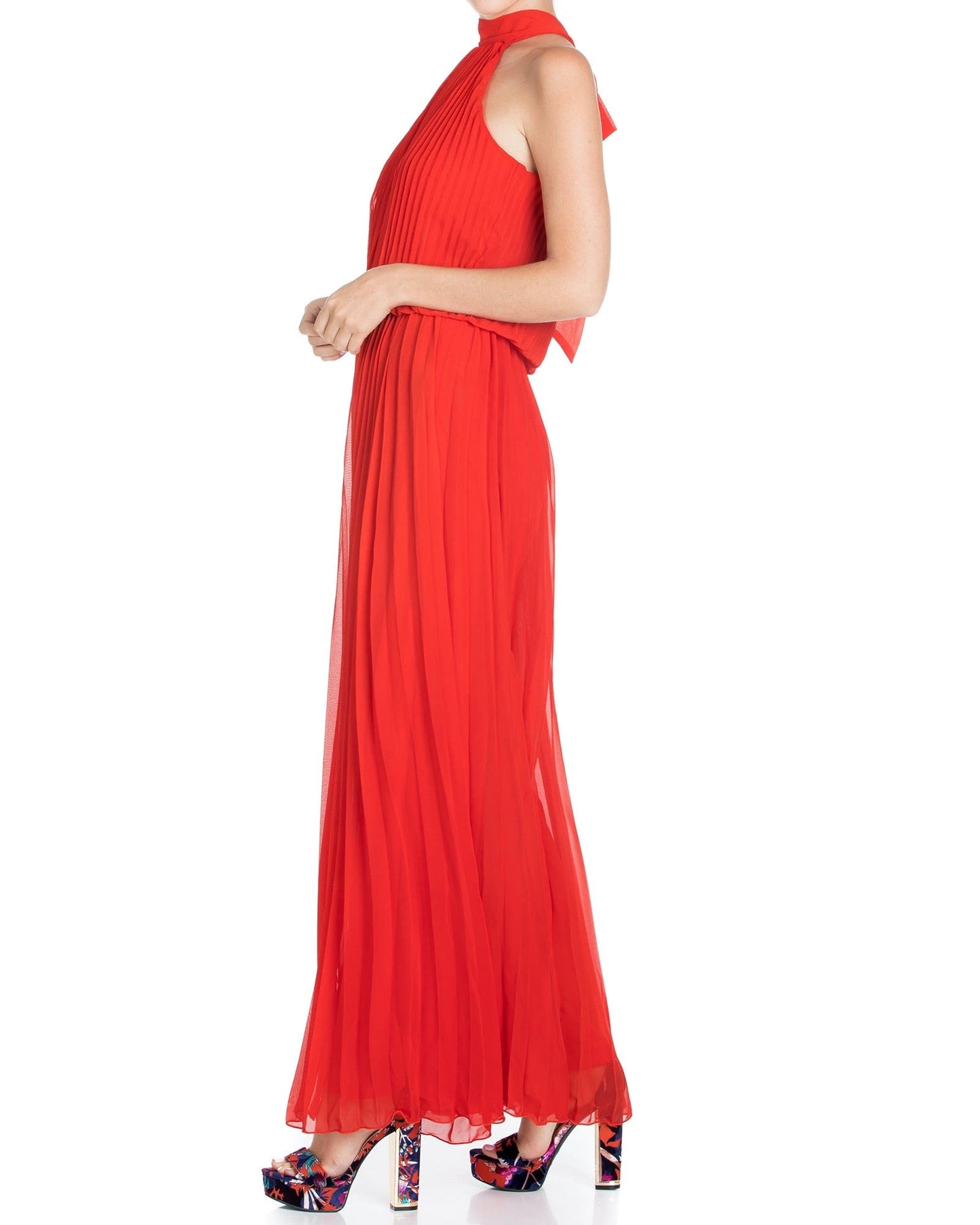 Wild Orchid Pleat Jumpsuit - Tomato