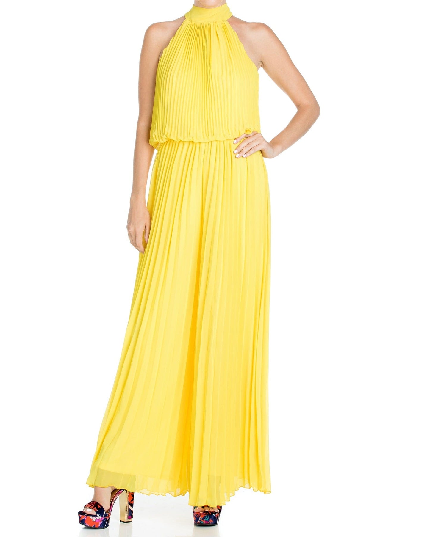 Wild Orchid Pleat Jumpsuit - Yellow