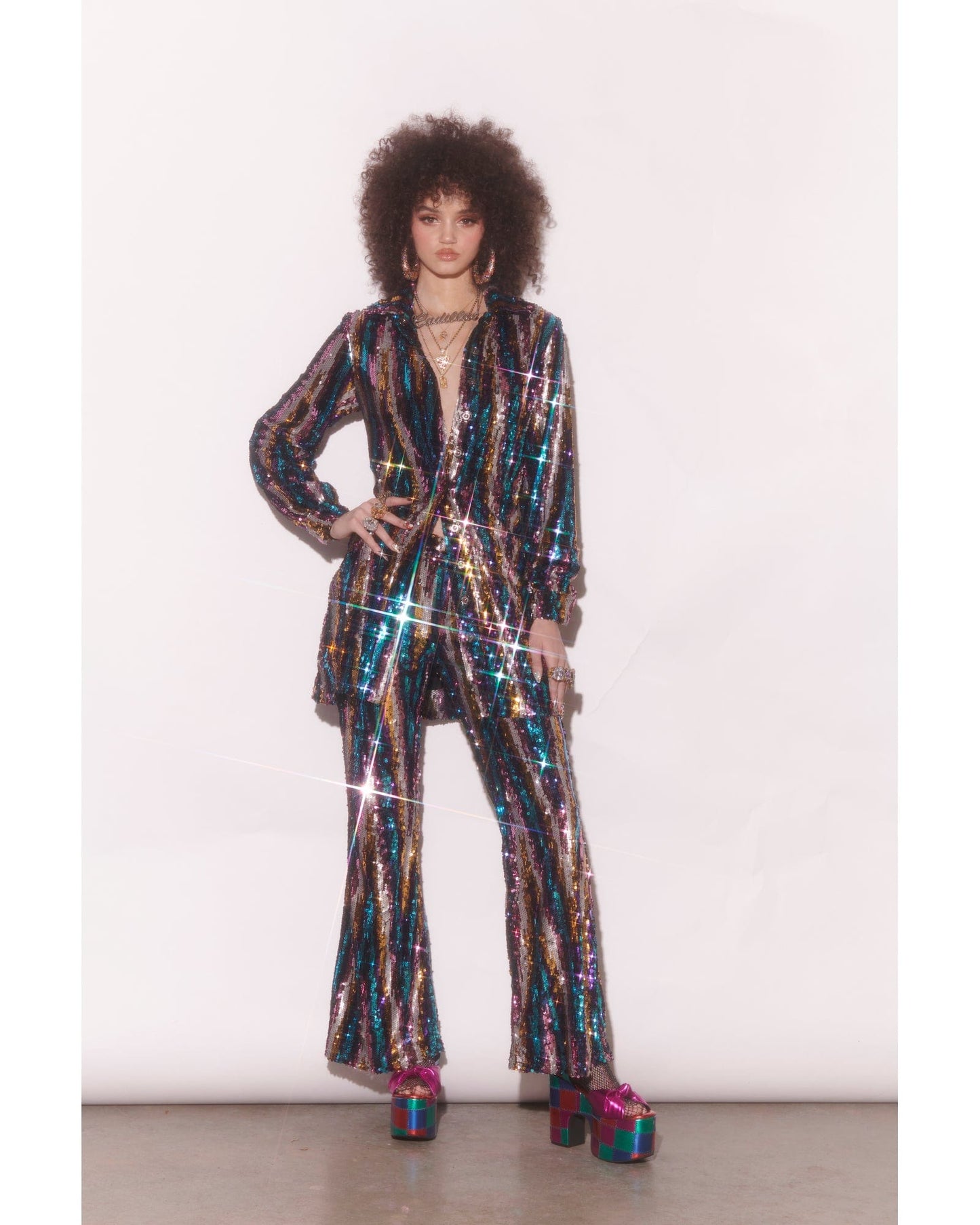 Martini Sequin Pants - Rainbow Glitter